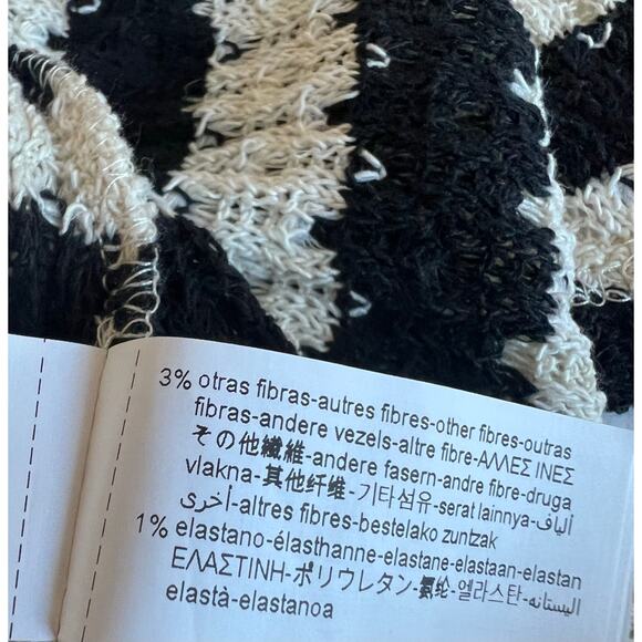 NWT Zara Limited Edition Black/Cream Striped Long Contrast Crochet Knit Dress L - Picture 10 of 10